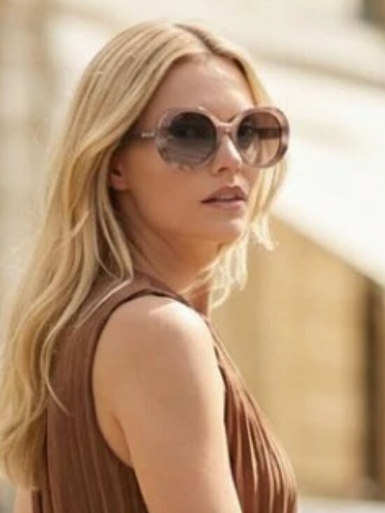Max Mara RENEE MM0074 20E Round Sunglasses - Striped Grey / Brown main image 11